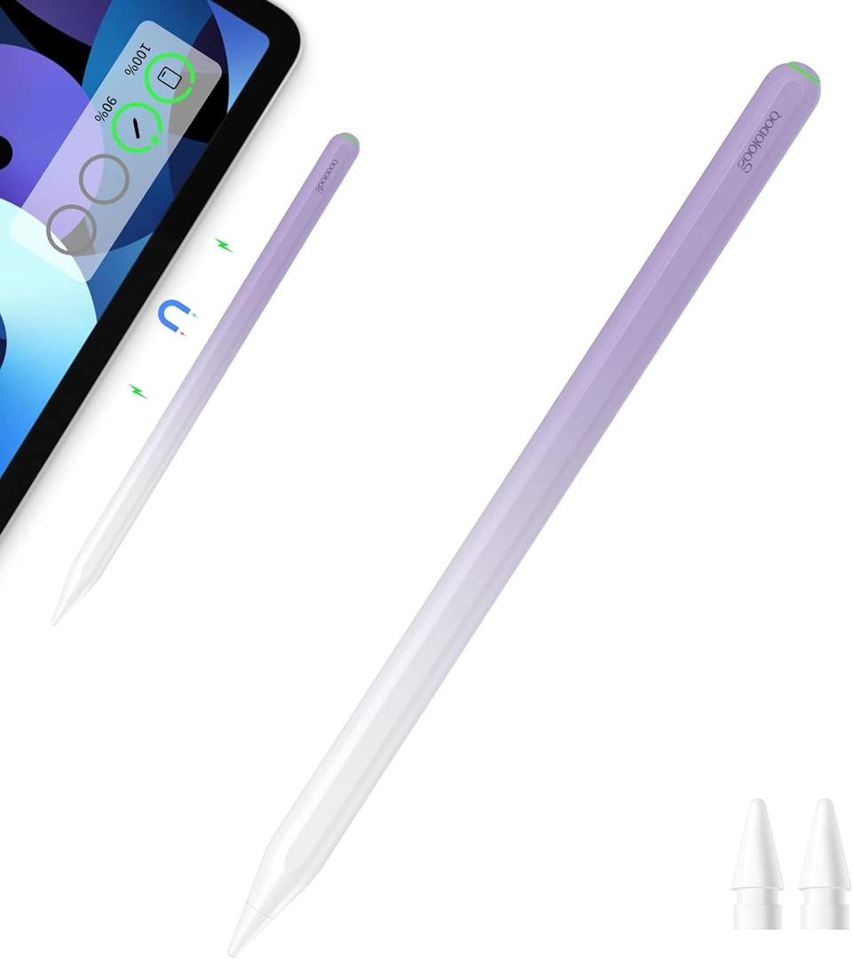 iPad Pencil 2nd Generation with Magnetic Wireless Charging,GOOJODOQ GD13 Stylus Pen for iPad with Tilt Palm Rejection for Apple iPad Pro (11/12.9 Inch),iPad Air 4th/5th Gen,iPad mini 6th Gen,Purple