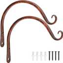 FEED GARDEN 2 Pack 8 Inch Hanging Plant Bracket Wall Hooks Decorative Plant Hangers for Outdoor Hanging Bird Feeders, Wind Chimes, Plant Baskets, Antique Bronze