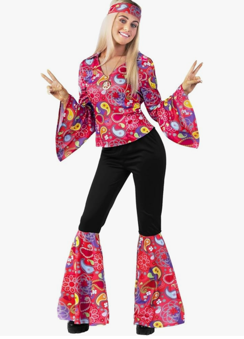 Morph 70s Costumes For Women Hippie Disco Outfit - Retro 60s 70s Style Costume For Parties, Festivals, and Events , Size XL