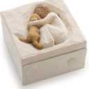Willow Tree True, Truly a Friend, Box for Jewelry and Treasures with Bas-Relief Carving of Girl with Puppy Dog, Sculpted Hand-Painted Keepsake Box