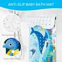 Baby Bath Mat for Tub, Non Slip Kids Bath Shower Mat, 40 X 16 Inch Large Bathtub Mat with Drain Holes and Suction Cups for Toddlers, Machine Washable and Waterproof (Whale)