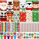 Pasimy 170 Pcs Christmas Stationery Set 24 Pack Xmas Goody Bag Filler with Eraser Slap Bracelet Pencil Stationery Stocking Christmas Party Favors Assortment for Gift Prizes Reward Supplies