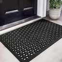 GRANNY SAYS Front Door Mat Indoor Entrance, Entryway Rugs Non Slip Washable, Waterproof Welcome Rubber Door Mat for Outside Entrance, Low Profile Outdoor Mats for Front Door, Black 17" x 29.5"