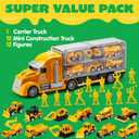 JOYIN 25-in-1 Construction Truck Toy Set with 12 Vehicles & 12 Worker Figures, Push and Go Toy Trucks with Sound and Light, Construction Toys Birthday Gifts for Kids 3 4 5 6 7 Years Old
