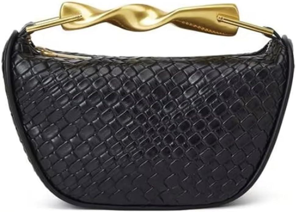 Half-Moon Straw Bucket Bag for Women | Woven Shoulder Purse | Casual Crossbody Handbag