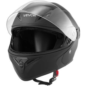 VEVOR Motorcycle Helmet, Modular, Adult Motocross Dirt Bike Helmet with Large Clear Visor, Comfortable Motorbike Racing Street with Detachable Liner for Men & Women, DOT Approved, (Matte Black, XL)