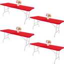 4 Pack Spandex Tablecloth Table Top Cap Cover Washable Elastic Rectangle Tablecloth for 6 FT Folding Tables for Indoor Outdoor Party (72 x 30 Inches, Red)