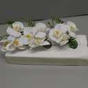 Oairse White Orchids Artificial Flowers Faux Orchids Arrangement in Clear Glass Vases Set of 3 Real Touch Phalaenopsis Orchid Flowers Small Fake Orchid Centerpiece for Dining Room Table