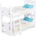 Melissa & Doug Mine to Love Wooden Play Bunk Bed for Dolls up to 18 inches-Stuffed Animals - White (2 Beds, 17.4H x 9.1W x 20.7L Assembled and Stacked)