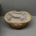 MEIEM Wicker Gift Baskets Empty Oval Willow Woven Picnic Cheap Easter Candy Storage Wine Basket with Handle Egg Gathering Wedding Basket (Natural) (Small)