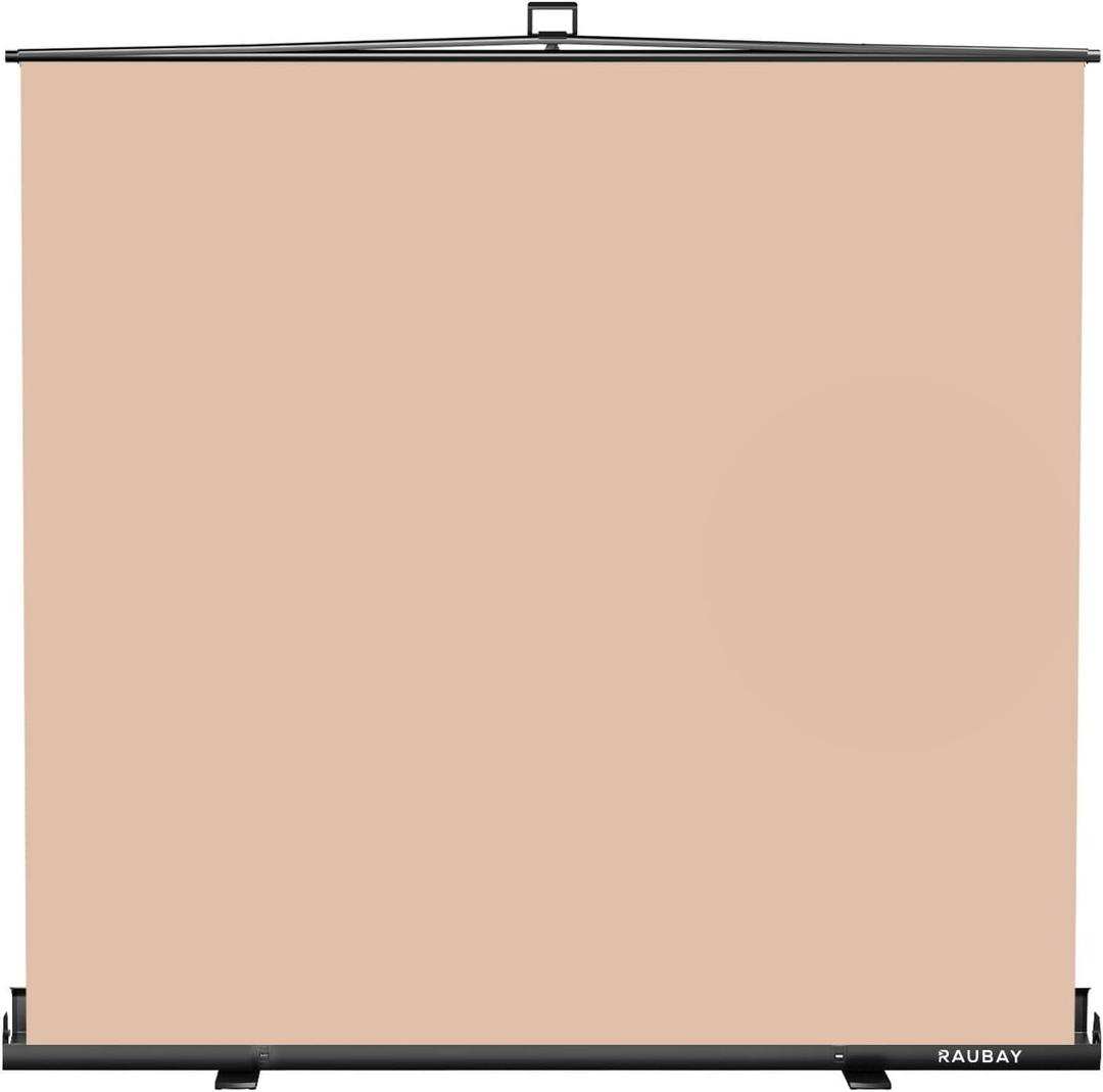 Wider Style RAUBAY 78.7 x 82.7in Large Collapsible Beige Backdrop Screen Portable Retractable Panel Photo Nude Background with Stand for Video Conference, Photographic Studio, Streaming