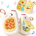 Baby Phone with Music for Toddler, Kids Sensory Busy Board, Early Educational Toy for Toddlers 1-3, Motor Skills Developmental Toy for 0-6-12-18 Month Age