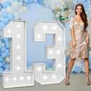 imprsv Marquee Numbers Large 13th-Birthday Decorations: 4ft Light Up Number Party Decor 13 Year Old 31th Birthday Decoration Backdrop 31 Anniversary Cardboard Big Mosaic Balloon Frame Number 13