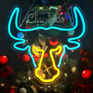 Eufrozy Cow Neon Signs for Wall Decor, 15.7" Blue Bull Skull Neon Light 10 Dimmable Texas Longhorn Led Sign USB Powered for Western Cowboy Cowgirl Lovers Bedroom Room Man Cave Decoration Nightlight