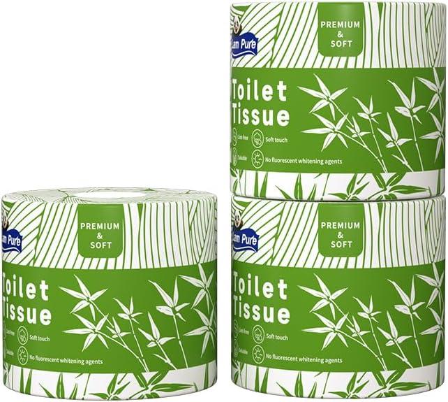bamboo toilet paper 12 Double Rolls & 360 Sheets Per Roll Sustainable Toilet Tissue 3-Ply toilet paper bulk Septic Safe Plastic Free