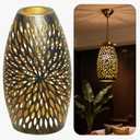 Pendant Light Shade Replacement, Metal Lampshade with 1-5/8" Fitter, 7.8" Height and 4.7" Diameter Etched Hollowed Lamp Shade, Antique Bronze Oval Shaped Cover for Chandelier Pendant Light Wall Lamp