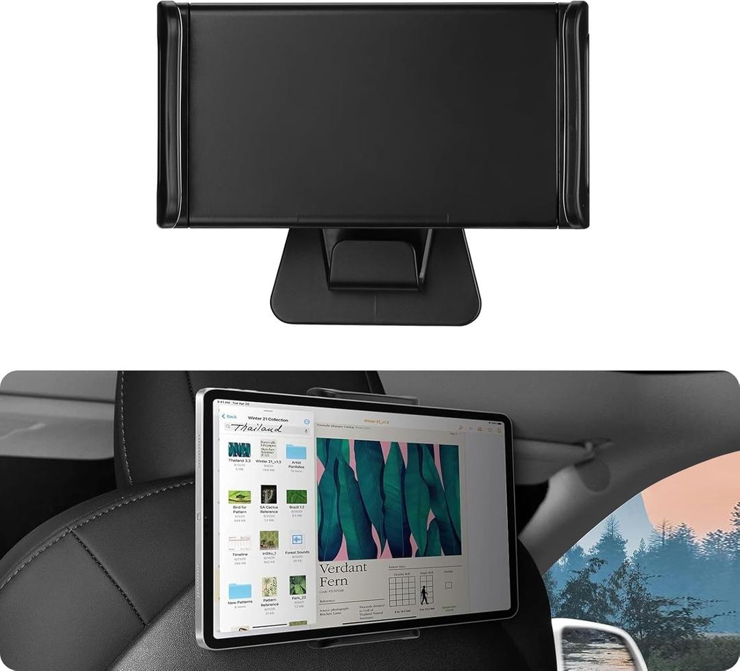 BASENOR 2025 Upgraded Tesla Model Y Model 3 Model S Model X LR/Plaid Tablet Holder Headrest Tablet Mount, 360 Adjustable Travel Rotation Tesla Car Headrest Stand Cradle Accessories