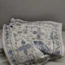 Area Rugs 8'x10' Washable Non-Slip, Floral Vintage Distress Print Pattern Medallion Carpet for Living Room Bedroom Dining Room, Light Blue Navy Beige Gray White