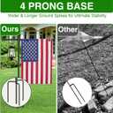 Garden Flag Stand Holder with Shepherd Hooks for 28 x 40 Flag, 63 Inch Height with 3/4 Inch Extra Thick Heavy Duty Garden Flag Pole with 4 Prong Base for Outside Home Yard Patio Decor