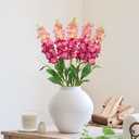 5pcs Delphinium Artificial Flowers Silk UV Resistant Flowers, 25.5" Long Stem Fake Pink Flower for Tall Vase, UV Protected Faux Floral Arrangements for DIY Bouquets Centerpieces Home Wedding Decor