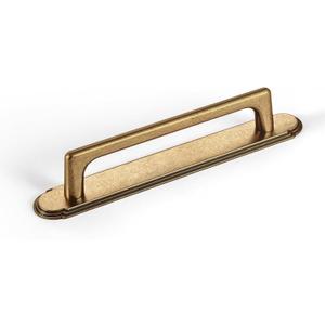 Goo-Ki Antique Brass Cabinet Pulls with Backplate,Zinc Alloy Cabinet Handle with 5''(128MM) Hole Centers 2 Pack