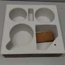 Couch Cup Holder Tray, Handy Soft Silicone Acacia Wooden Couch Caddy for Bed Car Seat Beach Organizer, Waterproof Anti-Spill Sofa Cup Holder for Snacks Beverage Remote (White) (10*10*3 IN)