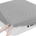 Queen Mattress Pad, Soft Quilted Air Mattress Topper Queen with Extra Deep Pocket, Breathable and Noiseless Air Mattress Cover Mattress Pad Fits Up to 23 Inch, Grey (Gray)