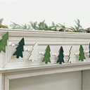 Garland Christmas Decorations Indoor Outdoor: 6.5ft Farmhouse Xmas Tree Wooden Beads Christmas Decor, Cute Rustic Pine Hanging Ornaments Banner for Mantel Fireplace Home Room Wall Window Door Kid Gift