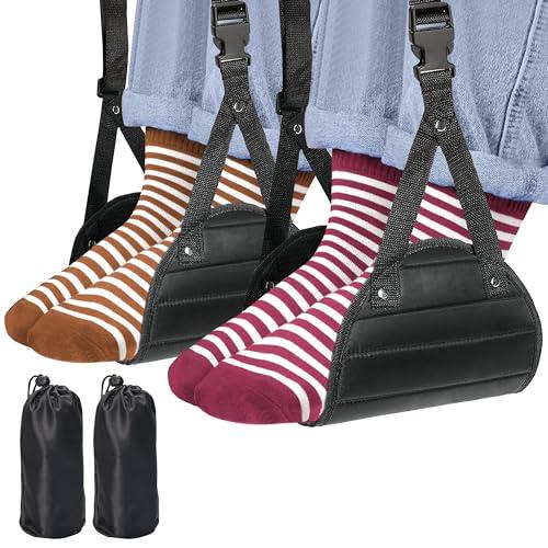 2-Pack Airplane Travel Footrest Hammock - Perfect Airplane Foot Hammock to Relax Your Feet - Travel Essentials Comfy Foot Hanger Plane Footrest for Long Trip
