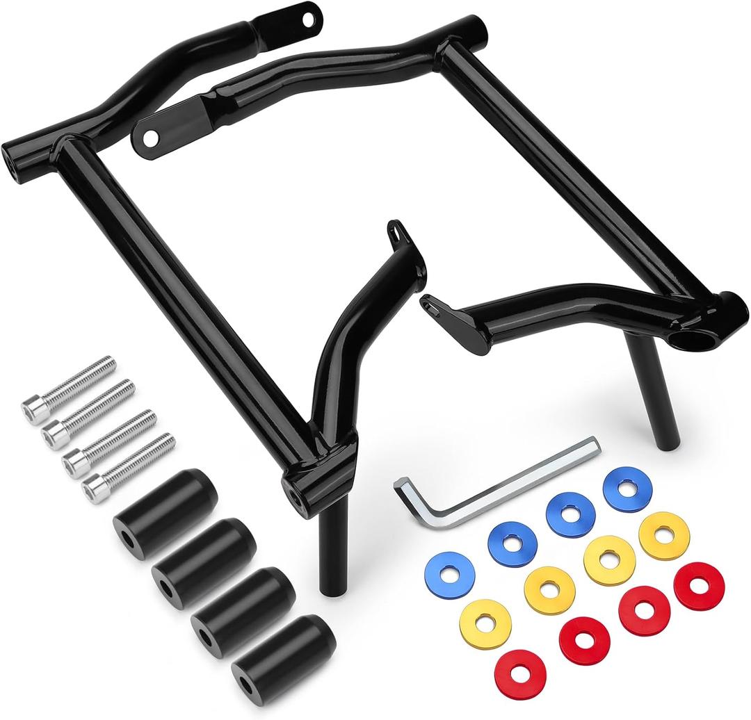 Saddlebag Guard Crash Bar Bracket compatible with Harley Davidson Touring Street Glide Road Glide Road King Electra Glide Ultra Limited CVO Black Tip Over Bar 2009-2025