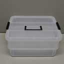 2 Layer Plastic Storage Containers with Lids, Multipurpose Clear Stack & Carry Box, Portable Craft Organizers and Storage Bin for Organizing Art & Craft, Sewing, Makeup, Nail Supplies (Black)