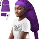 TEPENAR Hair Dryer Bonnet Attachment: Upgraded Extra Large Hooded Dryer Adjustable Hair Dryer Caps - Easy to Use for Natural Curly Textured Hair Care Styling Fast Drying - Purple