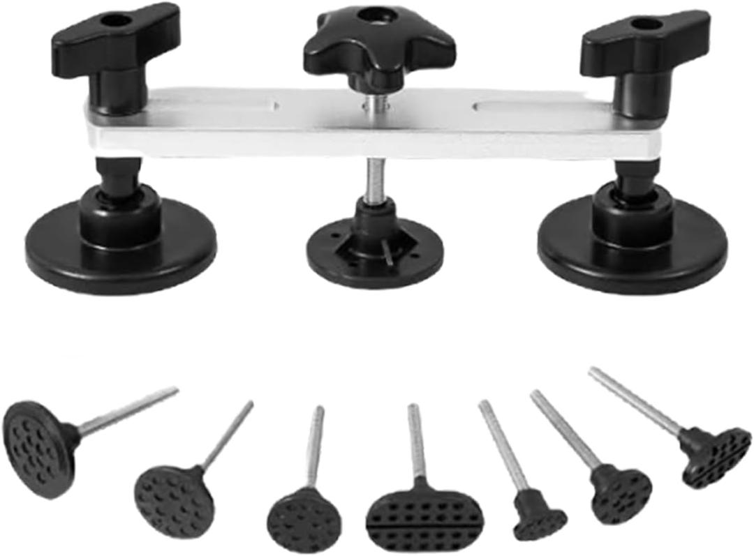 Bridge Dent Removal Tools with 1 Pack Silver Bridge Puller and 7 Pack Pull Tabs, Dent Puller Kit, Car Body Dent Removal Tool, Suitable for Hail and Surface Damage Repair, DIY, Repair Shop