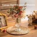 Glasseam Pedestal Glass Vase for Flowers, 7.5in Tall Compote Vase Set of 3, Crystal Clear Vases for Centerpieces, Ribbed Decorative Vases for Home Decor, Cute Footed Urn for Living Room Decorations