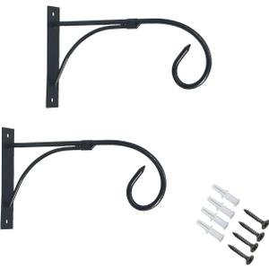 Tinsow 2 Pcs Plant Bracket Iron Wall Hooks Straight Downcurled Hanging for Wind Chimes, Flower Baskets, Decorative Plants, Lantern, Wind Spinners, Bird Feeders, Indoor or Outdoor Decoration