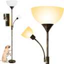 BoostArea Floor Lamps for Living Room, Standing Lamp, 71" Torchiere Floor Lamp with Reading Lamp, 3 Way Switch, Corner Floor Lamps for Living Room/Bedroom, Rustic Bronze Floor Lamp(E26 Base, No Bulb)
