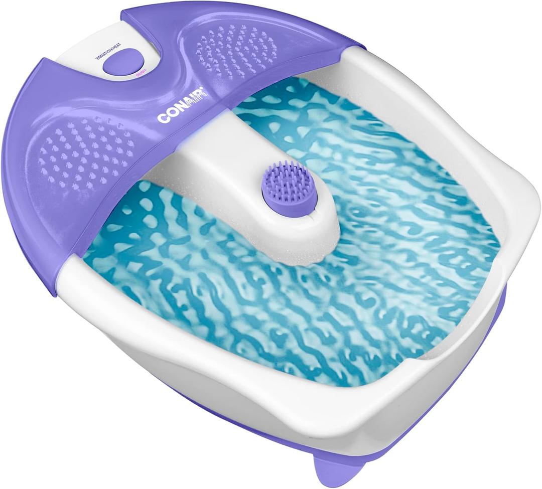 Conair Soothing Pedicure Foot Spa Bath with Soothing Vibration Massage, Deep Basin Relaxing Foot Massager with Jets, Blue/White (1 Count (Pack of 1), Purple)