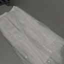 Timormode Sequin Tulle Skirts for Women Sparkly Midi Flowy A-Line Party Skirt Layered Christmas Skirts TMS8010 White M