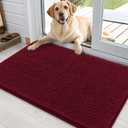 OLANLY Dog Door Mat for Muddy Paws 36x24, Absorbs Moisture and Dirt, Absorbent Non-Slip Washable Doormat, Quick Dry Chenille Mud Mat for Dogs, Entry Indoor Entryway Carpet for Inside Floor, Burgundy