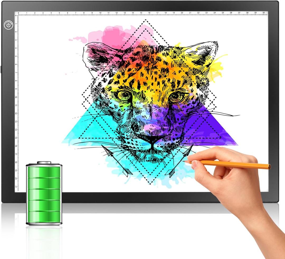 LitEnergy Rechargeable Tracing Light Box, Ultra-Thin Adjustable Battery Powered Artcraft LED Tracer Light Pad Tablet for Drawing, Sketching, Animation, Stenciling, Diamond Art Painting Kits for Adults (04 - 10x15inch rechargeable, BLACK)