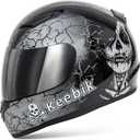 Motorcycle Skull Helmets for Adult Men Women, Full Face Lightweight Street Bike Racing DOT Graffiti Helmet with Extra Clear Visor, L