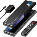 HDMI Switch 5 in 1 Out 8K@60Hz 4K@120Hz - HDMI 2.1 Switcher with Remote, Auto-Switching - Supports HDCP 2.3, HD R10, Dolby Vision, 3D, VRR - Compatible with PS5/Xbox/PC/Blu-ray Player