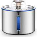 BOORCA Cat Water Fountain, 84oz/2.5L Stainless Steel Pet Water Fountain for Cats, Dogs and Multiple Pets, Automatic Dog Water Dispenser with Water Level Window, Ultra-Quiet Pump