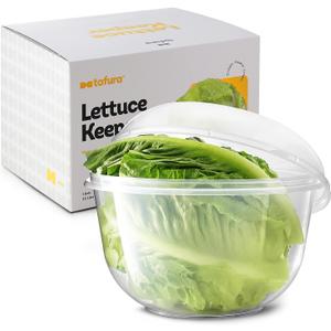 Tafura Lettuce Keeper for Fridge, Lettuce Crisper, Vegetable Saver with Cover, Lettuce Storage Container with Lid, Crisp and Fresh Greensaver, Salad Saver Box
