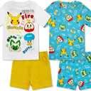 Pokmon Boys Pajama Set - 4 Piece Short Sleeve & Shorts Pajama Set - 100% Cotton PJs, Snug-Fit Kids Summer Pajamas, size 10