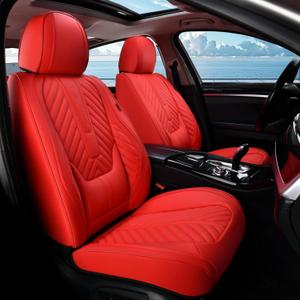 Coverado Car Seat Covers for Front Seats - Red, Waterproof, Leather Universal Fit Protector for Most Cars