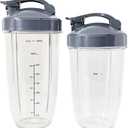 4 Pieces 32oz 24oz Blender Replacement Cups Kits for Nutribullet Pro 600W 900W Replacement Parts with Handy Flip Top To Go Lids
