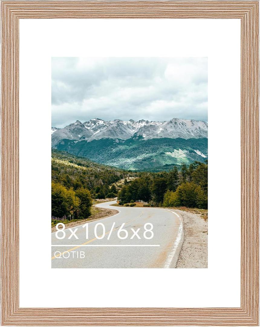 8x10 Picture Frame with 6x8 Mat Rustic Brown, Display 6x8 with Mat or 8x10 Without Mat, Wood 8 by 10 Photo Frame, 8 x 10 Frame for Wall Hanging and Tabletop Display, Rustic Brown