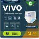 VIVO Organic Cotton Sensitive Skin Overnight Adult Incontinence Pullup Underwear, Women & Men, Medium 44 Count