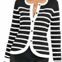 CiCiBird Women Striped Cardigan Sweaters 2025 Fall Button Knit Jacket Trendy Casual Long Sleeve Coat (L)